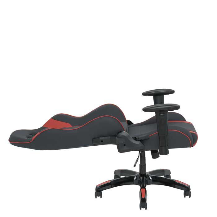 Fauteuil de jeu ergonomique à dossier haut, Gris et rouge