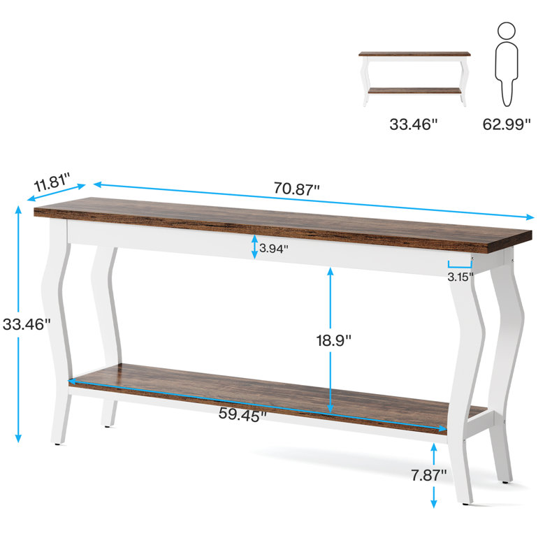 Syssel 70.9 Inches Console Table, Rustic Brown