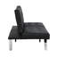 Structure en bois, pieds en acier inoxydable, futon, canapé en PVC noir