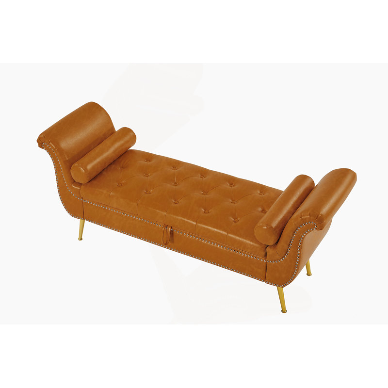 PU leather sofa stool, Yellow Brown