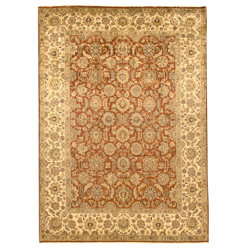 Tapis rouge et crème noué à la main de haute qualité