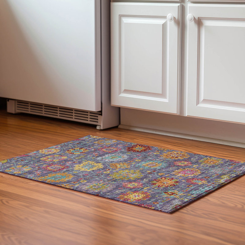 Tapis damassé de qualité supérieure Mayfield AMF2288, Violet, 1 pi 8 po x 2 pi 6 po