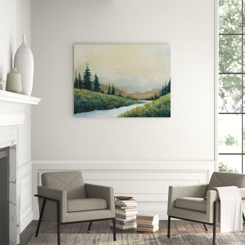 Calm Alps Painting by Derek Shaw, Glass Coat, 36" H x 48" W