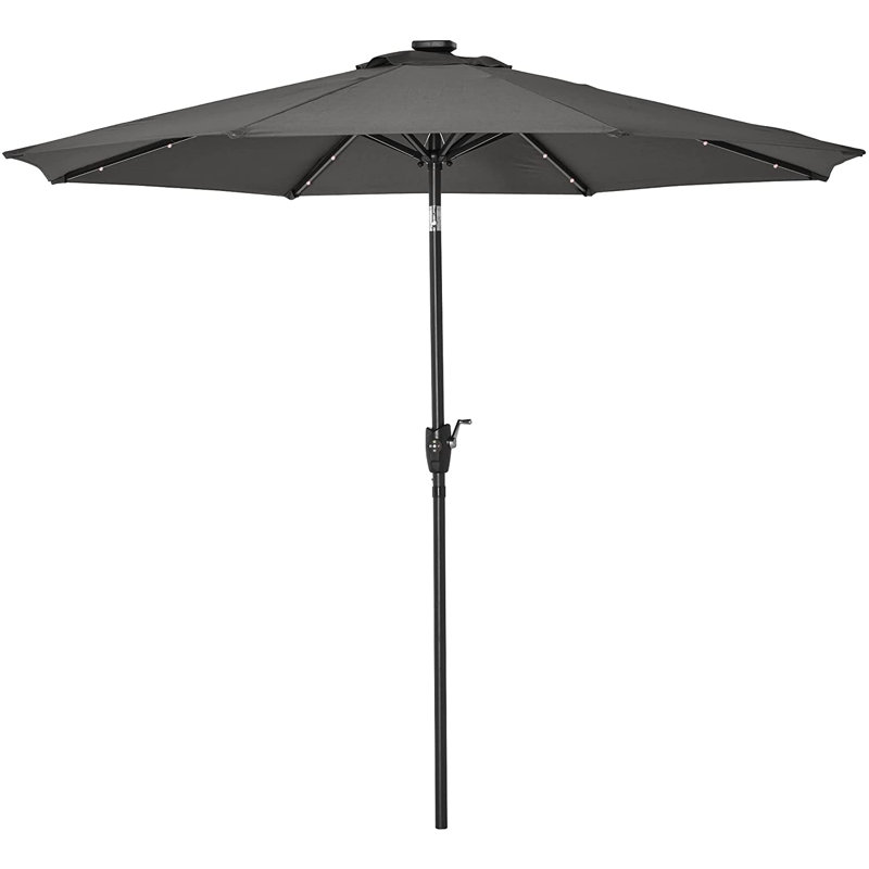 269cm Lighted Tilt Market Parasol, Black, Crank Lift