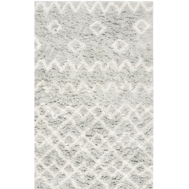 Powell Hand Tufted Nz Wool/Cotton Southwestern Rug in Blue/Ivory, Rectangle 8' x 10'