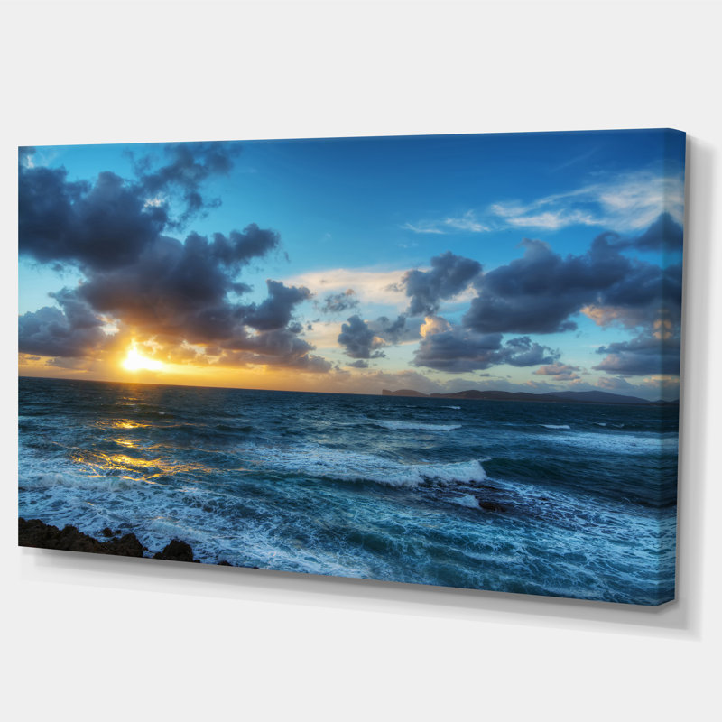« coucher de soleil à alghero », reproduction de photo sur toile tendue, "sky", H 16 po x l 32 po x P 1 po