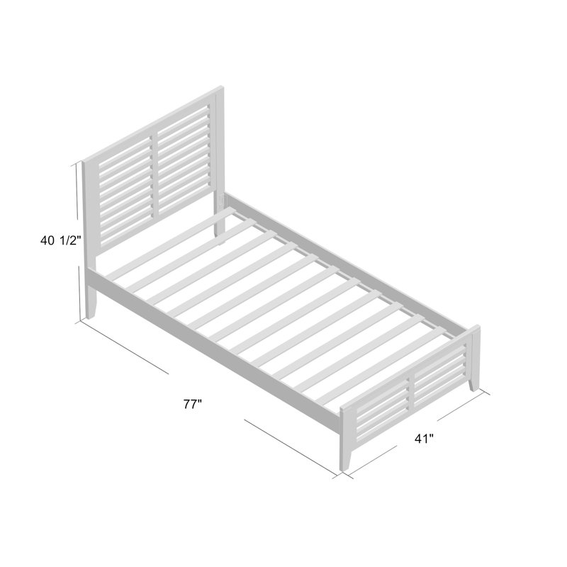 Lit plateforme simple avec rangement en bois massif Helfant, blanc