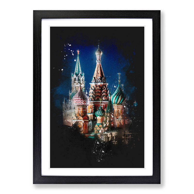 The Kremlin in Moscow Russia - Picture Frame Graphic Art Print, 87cm H x 62cm W x 2cm D, Black Framed