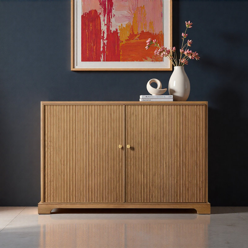 Buffet pratique de style rétro, Light Brown, 31.89" H x 48.03" W x 19.69" D