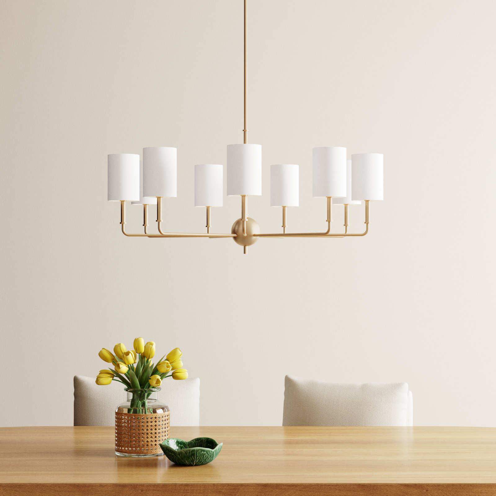 Rowley 9-Light Chandelier, Satin Brass