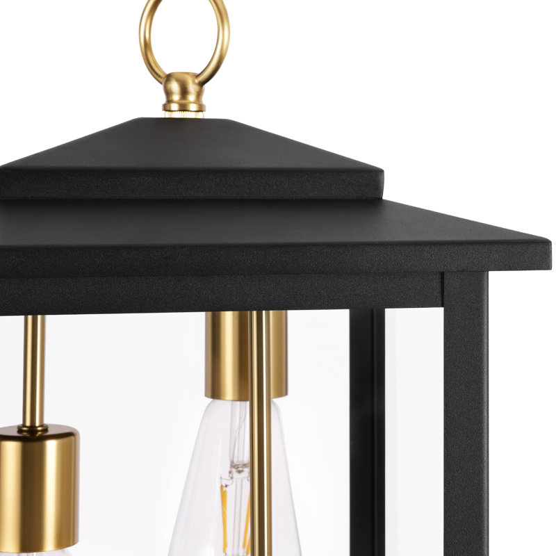 Lanterne suspendue d'extérieur à 3 lumières H 20,9 po Birten, Noir mat / laiton antique