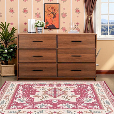 Commode de rangement à 6 tiroirs Scrigno avec grands tiroirs en tissu, plateau en bois résistant à l'eau, largeur 44,5 po