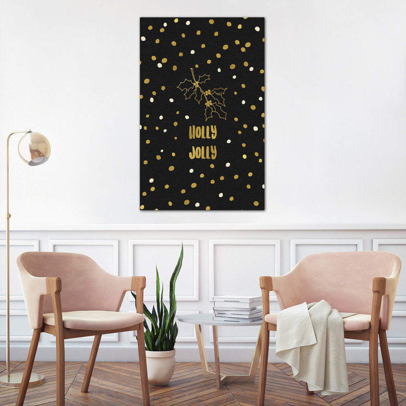 Holly Jolly Gold - Wrapped Canvas Print, 101.6 cm H x 66.04 cm W x 1.91 cm D