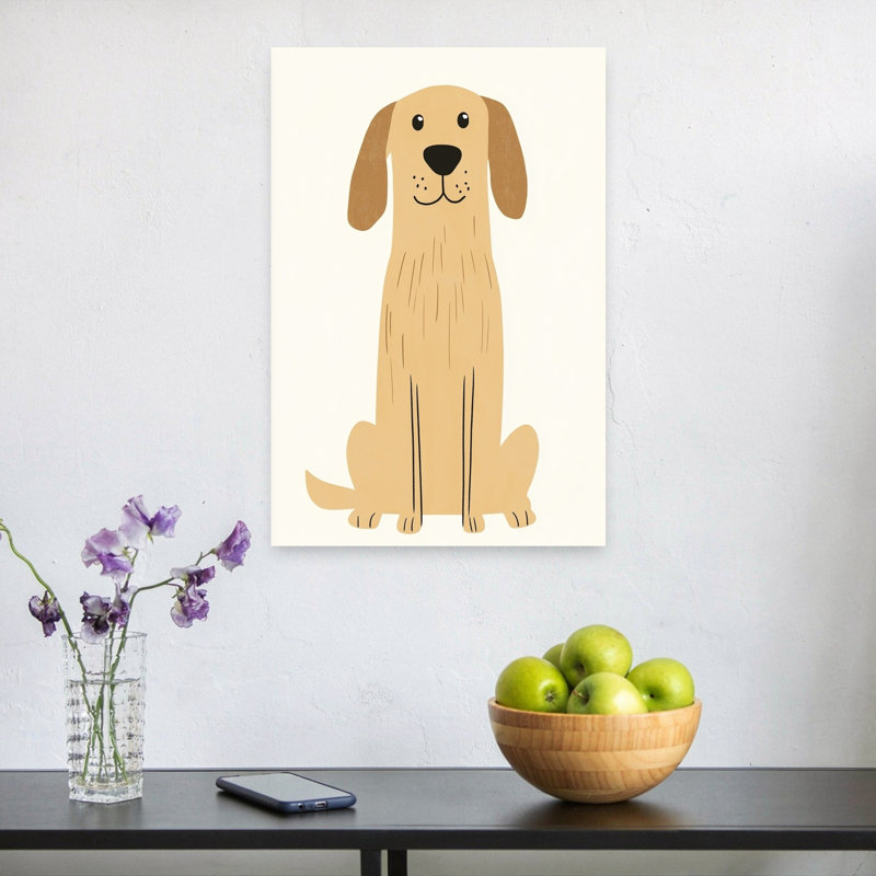 Adorable reproduction d'art mural mignon Golden Retriever, H 24 po x l 16 po