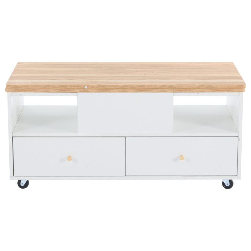 Lift Top Pedestal Coffee Table with Storage, Natural