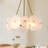 Luminaire 6 - Light Brass THandblown Cloud Glass Shades  Chandelier for Dining Room