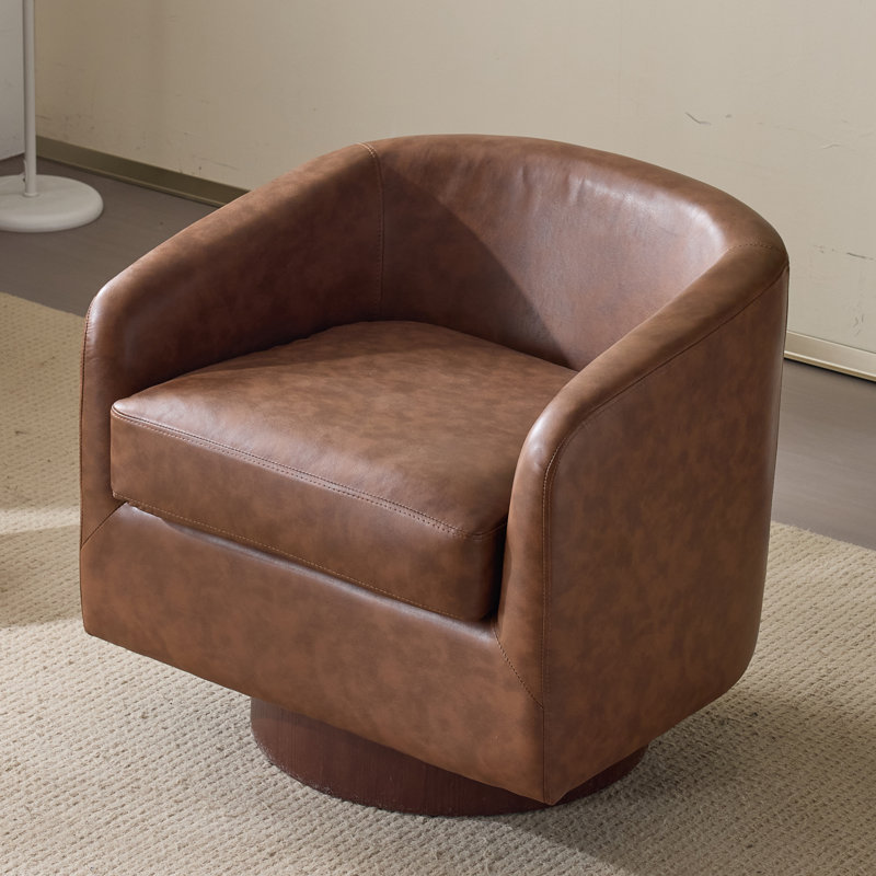Fauteuil d'appoint pivotant brun Pu