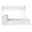 Lit simple superposé simple avec lit gigogne simple, rangement et bureau, blanc