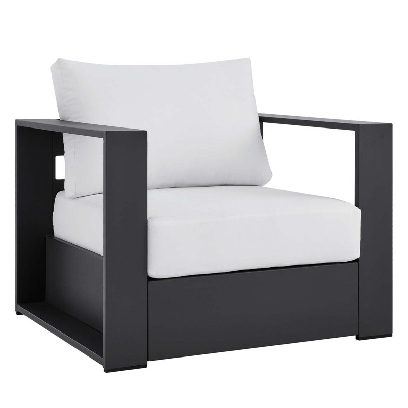 Tahoe 32'' Gray and White Powder-Coated Aluminum Outdoor Armchair