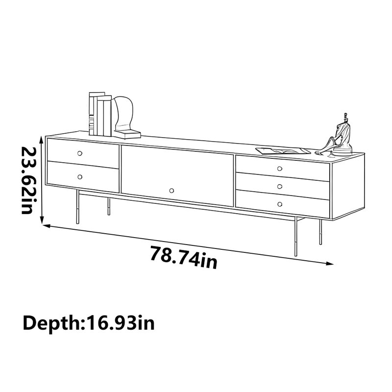 Meuble télé avec rangement rétro, 78.74"