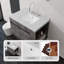 Meuble-lavabo suspendu de 76 cm avec lavabo, porte à fermeture amortie, comptoir et dosseret en marbre synthétique blanc de Carrare de 5 cm, contreplaqué