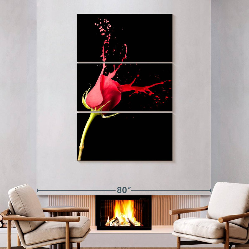 Harnek Red Rose Splash, 74" H x 48" W