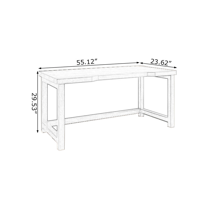 Bureaux rectangulaires en bois massif brun clair, H 29,53 po x l 55,12 po x P 23,62 po
