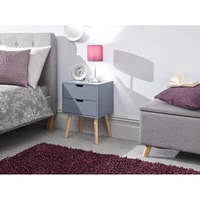 Lalani 40cm W Bedside Table, Dark Grey