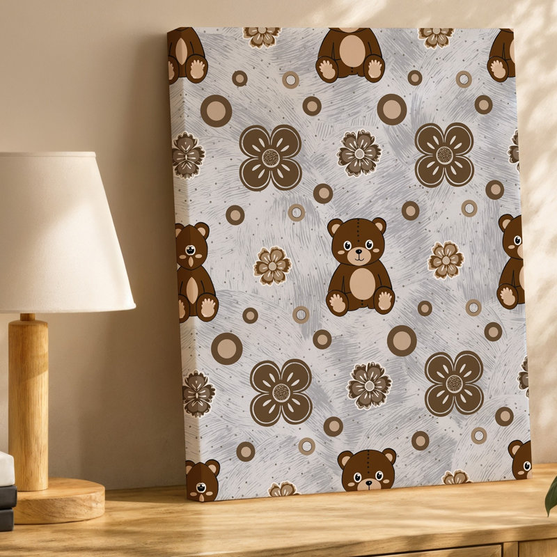 Toile Un motif fantaisiste met en valeur des ours en peluche de style dessin animé exsudant un charme d'art mural avec leurs corps arrondis et un art mural sur toile expressif