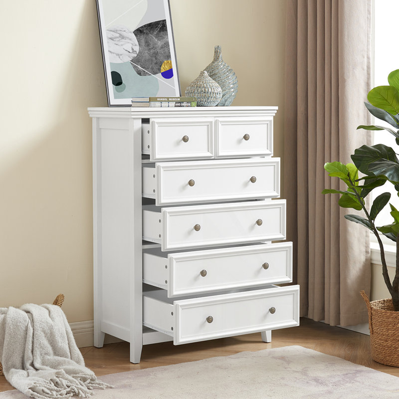 Commode 6 tiroirs Modern, Blanc