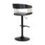 Tabouret de bar réglable en bois noir avec similicuir gris doré et métal noir