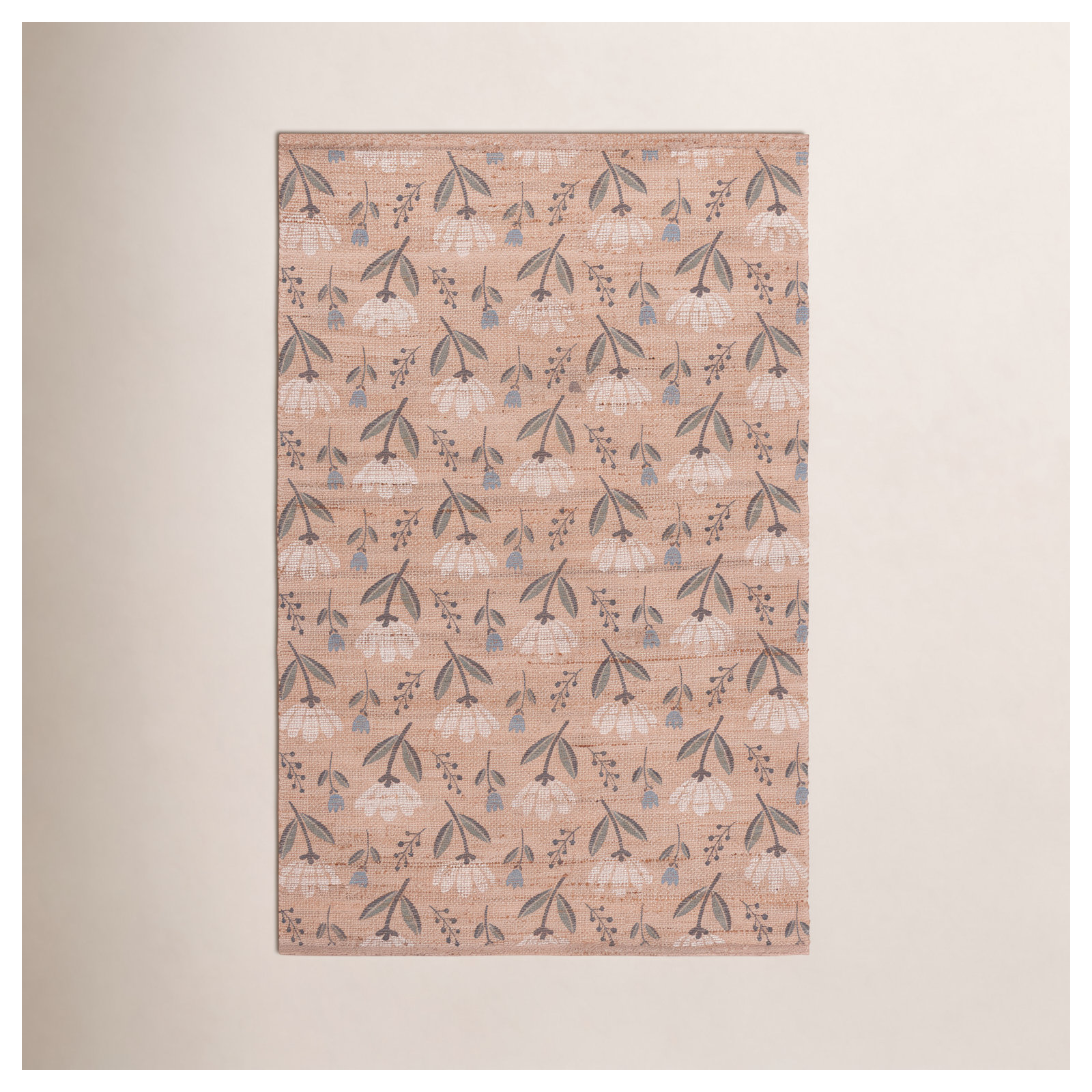 Saffron Hand Woven Jute/Sisal; Chenille; Cotton Floral Indoor Rug, 5'-0" X 8'-0" Rectangle