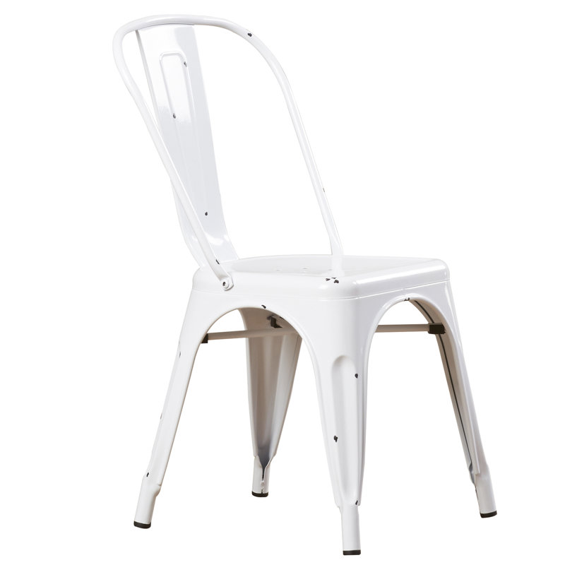 Chaise d'appoint à dossier en lattes Venedy, Blanc antique