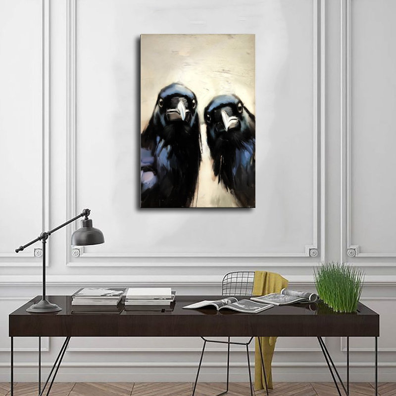Reproduction d'art sur toile, "Deux corbeaux noirs", affiche_1, 24 po x 36 po