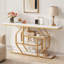 Table d'appoint 70,9 po, canapé doré moderne derrière le canapé avec rangement à 4 niveaux, table d'appoint en faux marbre blanc pour le salon, le couloir et l'entrée