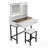 Makeup Vanity With LED Lighted Mirror, 360° Rotatable, 2 Drawers, Power Outlets, And 3-Tier Shelves, Amber Glass Top, Sturdy Metal Leg And Stool