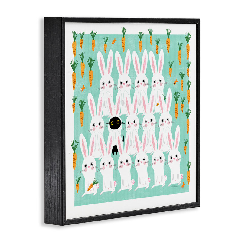 «Cat Mixed with Bunnies», art de la giclée encadrée par Leeza Hernandez, H 24 po x l 24 po, Giclée encadrée noir minuit