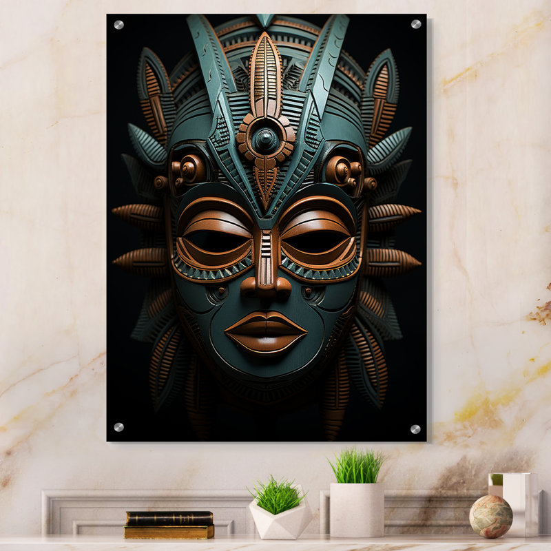 Masque africain tribal Dogon - art tribal africain en acrylique, H 40 po x l 30 po