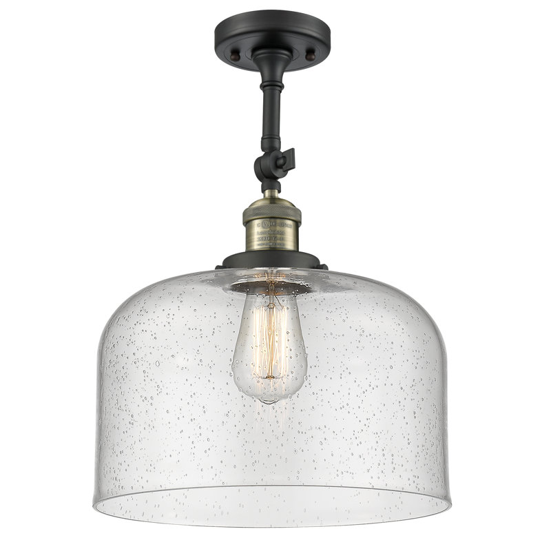 Plafonnier semi-encastré 1 lumière 12 po Temescal, Ampoule DEL 6 watts Vinage, Grainé, Laiton antique noir
