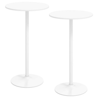 Ensemble de 2 tables de bar rondes à hauteur réglable avec base en métal