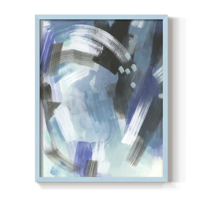 Aquatic Crosshatch I, reproduction encadrée - bois massif, H 30 po x l 24 po, Bleu