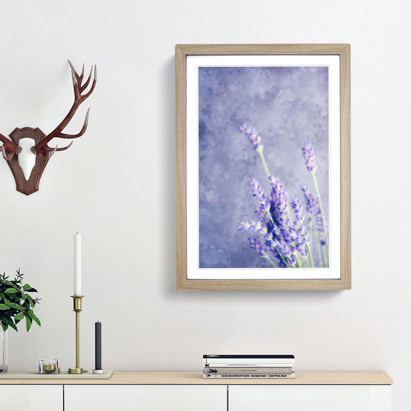 Pretty Purple Lavender - Framed Print, Oak Framed, 33cm H x 24cm W x 2cm D