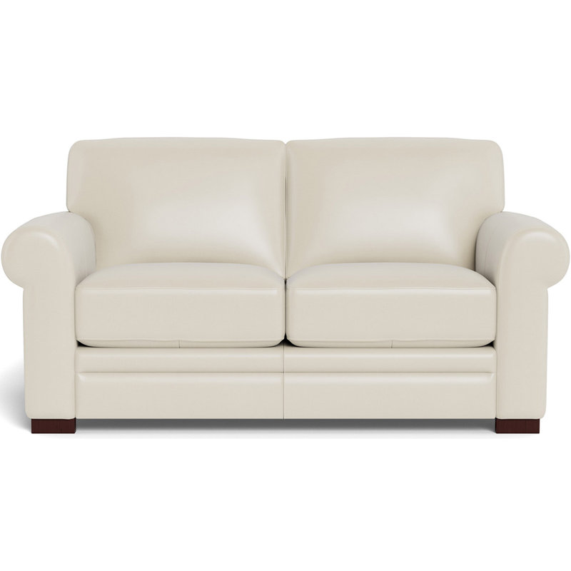 Brookfield 70'' Genuine Leather Rolled Arm Loveseat, Vanilla