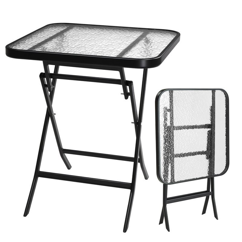 Metal Square Patio Folding Side Table, 23.6" W