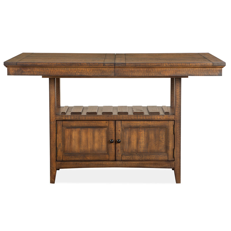 Radimir Extendable Pine Solid Wood Base Dining Table, Brown