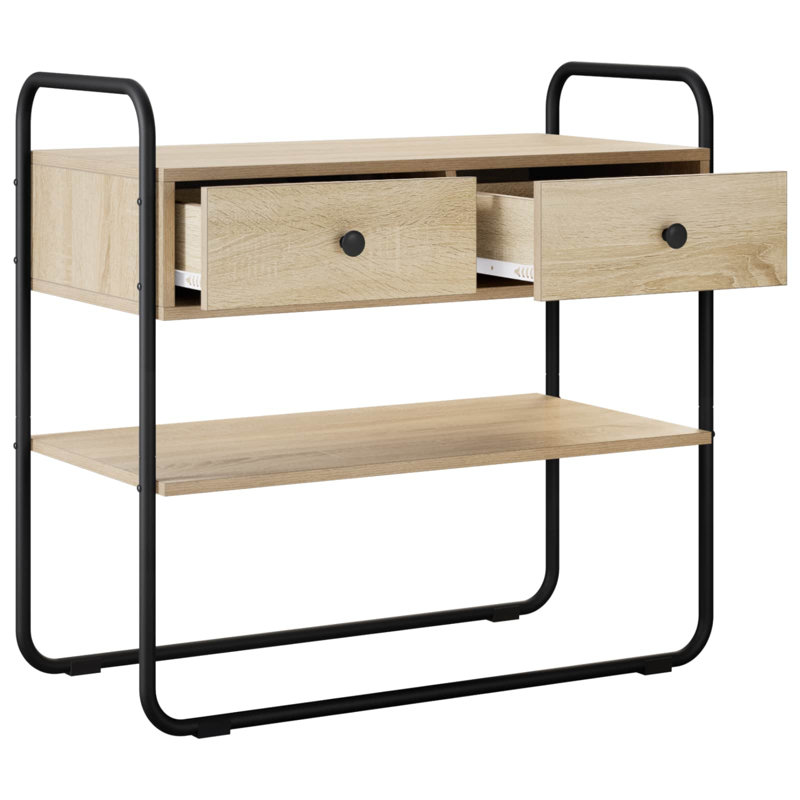 Console Table, 75cm H x 100cm W x 40cm D, Sonoma Oak / Black, Sonoma Oak