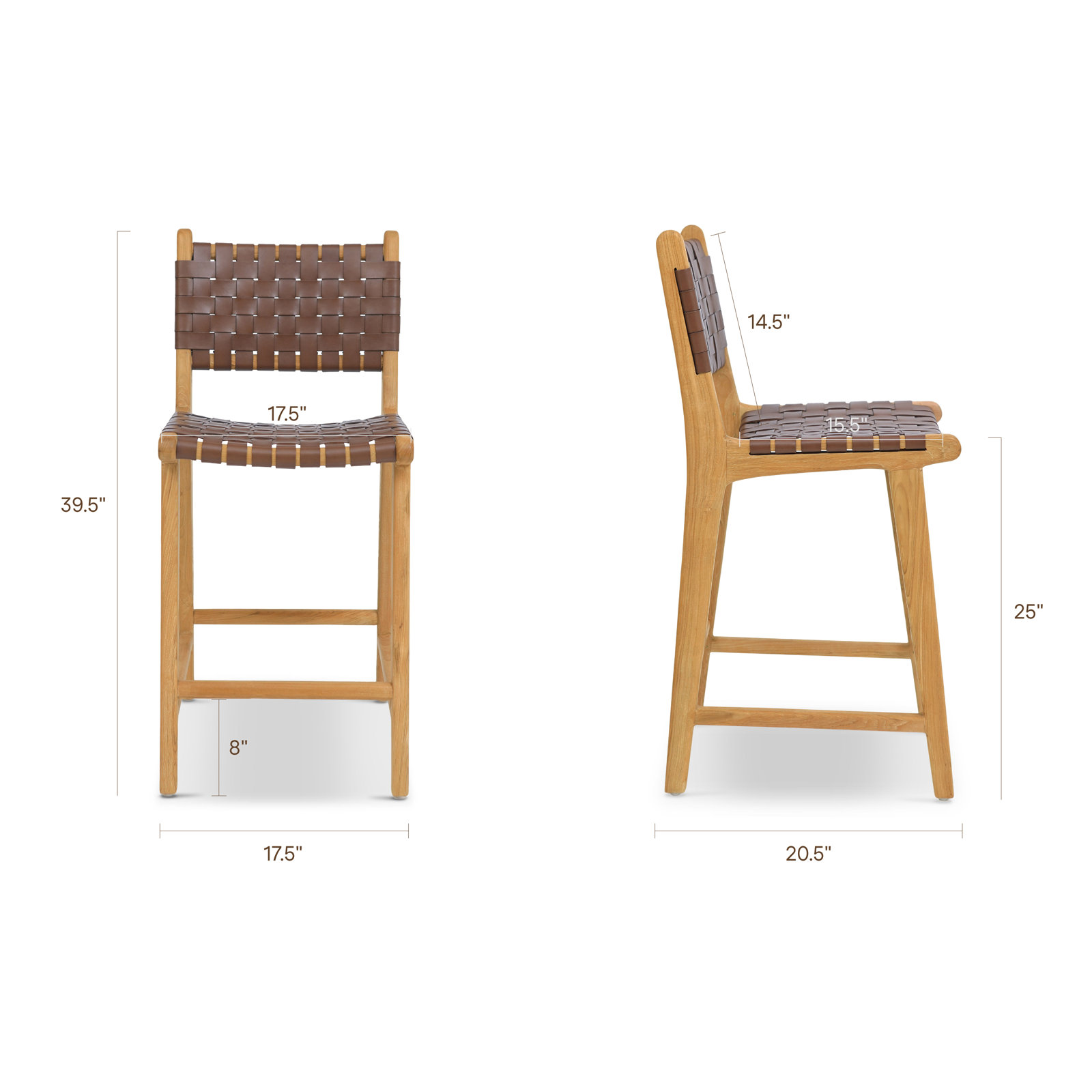 25" Bar Stool, Brown/Natural