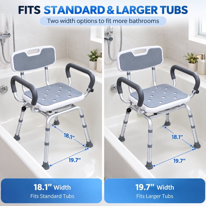 Chaise de douche avec accoudoirs et dossier