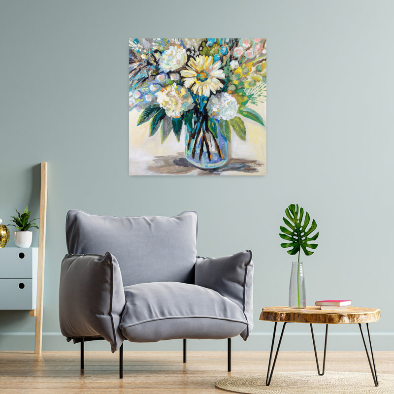 Soleil contemporain avec art noir et bleu, H 24 po x l 24 po