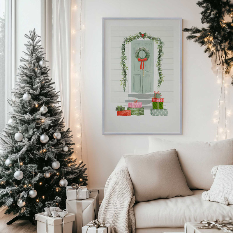 Impression de porte de Noël charmant, Cadre en zinc patiné, H 15,25 po x l 12,25 po